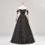 Fancy Black Floral Prom Dresses 2024 Backless A-Line / Princess Spaghetti Straps Sleeveless Floor-Length / Long Prom Formal Dresses