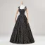 Fancy Black Floral Prom Dresses 2024 Backless A-Line / Princess Spaghetti Straps Sleeveless Floor-Length / Long Prom Formal Dresses