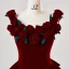 Bloemenfee Bordeaux Appliques Flueel Galajurken 2024 Baljurk Ronde Hals Ruglooze Strik Mouwloos Lange Gala Gelegenheid Jurken