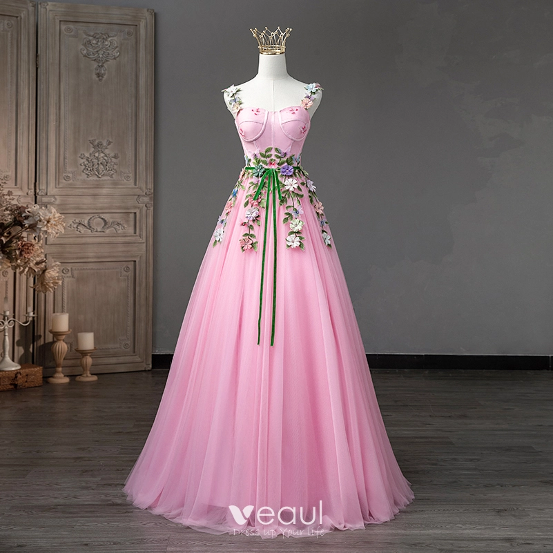 sachin and babi light blue dress Pink Fairy Prom Dress Fairy Flowers Strap Pearled Coral Pink Corset Formal  Gown Lunss