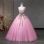 Flower Fairy Candy Pink Prom Dresses 2023 Spaghetti Straps Sleeveless Crossed Straps Flower Lace Floor-Length / Long Tulle Outdoor / Garden A-Line / Princess Formal Dresses
