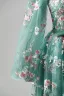 Fée Des Fleurs Vert Cendré Damassée Robe De Bal Floral Tapis rouge Robe De Cérémonie 2025 Princesse Bretelles croisées Longue V-Cou Manches Longues