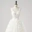 Flower Fairy 3D Lace White Wedding Dresses Split Front Prom Dresses 2025 A-Line / Princess Sleeveless Engagement Crossed Straps Floor-Length / Long Shoulders