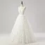 Flower Fairy 3D Lace White Wedding Dresses Split Front Prom Dresses 2025 A-Line / Princess Sleeveless Engagement Crossed Straps Floor-Length / Long Shoulders