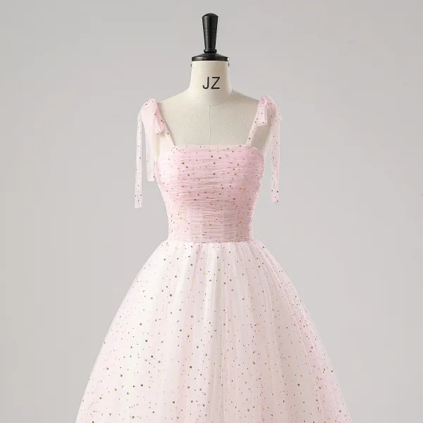 Luminous Sweet 16 Homecoming Prom Dresses 2025 Blushing Pink Star Tulle Formal Dresses