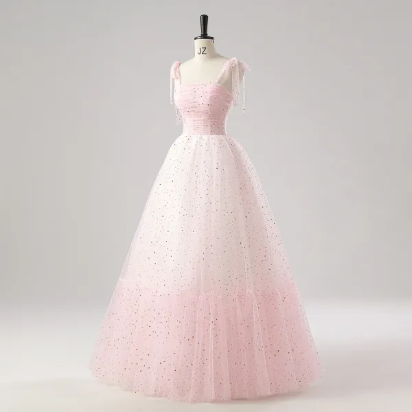 Luminous Sweet 16 Homecoming Prom Dresses 2025 Blushing Pink Star Tulle Formal Dresses