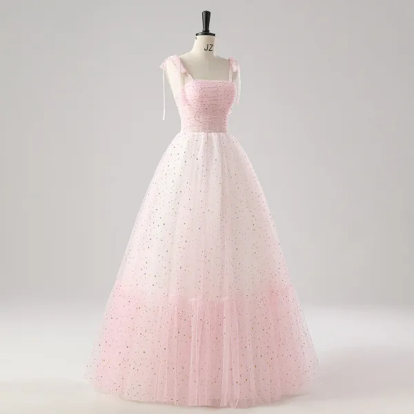 Luminous Sweet 16 Homecoming Prom Dresses 2025 Blushing Pink Star Tulle Formal Dresses