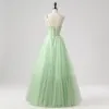 Romantic Moon Star Sage Green Prom Dresses 2025 Sweet 16 Homecoming Formal Dresses A-Line / Princess Crossed Straps Floor-Length / Long Spaghetti Straps Sleeveless