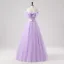 Demure Lavender Butterfly Prom Dresses 2025 Off-The-Shoulder Formal Dresses Crossed Straps Floor-Length / Long Tulle Sleeveless A-Line / Princess