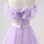 Demure Lavender Butterfly Prom Dresses 2025 Off-The-Shoulder Formal Dresses Crossed Straps Floor-Length / Long Tulle Sleeveless A-Line / Princess