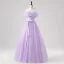 Demure Lavender Butterfly Prom Dresses 2025 Off-The-Shoulder Formal Dresses Crossed Straps Floor-Length / Long Tulle Sleeveless A-Line / Princess