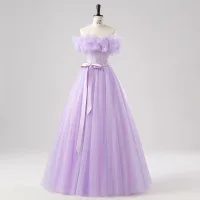 Recatado Espliego mariposa Vestidos de gala 2025 Fuera Del Hombro Vestidos Formales Correas Cruzadas Largos Tul Sin Mangas A-Line / Princess