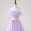 Demure Lavender Butterfly Prom Dresses 2025 Off-The-Shoulder Formal Dresses Crossed Straps Floor-Length / Long Tulle Sleeveless A-Line / Princess