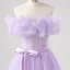 Demure Lavender Butterfly Prom Dresses 2025 Off-The-Shoulder Formal Dresses Crossed Straps Floor-Length / Long Tulle Sleeveless A-Line / Princess