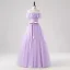 Demure Lavender Butterfly Prom Dresses 2025 Off-The-Shoulder Formal Dresses Crossed Straps Floor-Length / Long Tulle Sleeveless A-Line / Princess