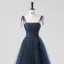 Glamorous Navy Blue Star Moon Prom Dresses 2025 Split Front Sweet 16 Homecoming Ruffle Tulle Formal Dresses Crossed Straps Floor-Length / Long