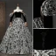Vintage / Retro Black Butterfly Printing Prom Dresses 2023 Ball Gown Strapless Short Sleeve Backless Floor-Length / Long Prom Formal Dresses