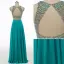 Sparkly Rhinestone Prom Dresses 2017 A-Line / Princess Scoop Neck Sleeveless Heart-shaped Backless Beading Sequins Jade Green Chiffon Floor-Length / Long Formal Dresses