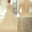 Élégant Ivoire Robe De Mariée 2018 Princesse V-Cou Perlage Ceinture Volants Chapel Train