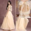 Bling Bling 2 Piece Nude Prom Dresses 2017 A-Line / Princess Scoop Neck Sleeveless Ruffle Organza Beading Sequins Floor-Length / Long Formal Dresses
