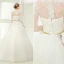 Elegant White Ball Gown Wedding Dresses 2017 Scoop Neck Long Sleeve Appliques Lace Beading Pearl Metal Sash Floor-Length / Long