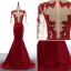 Modern / Fashion Evening Dresses  2017 Scoop Neck Appliques 3/4 Sleeve Trumpet / Mermaid Lace Formal Dresses