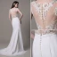 Modern / Fashion White Trumpet / Mermaid Beach Chiffon Wedding Dresses 2017 Scoop Neck Sleeveless Pearl Appliques Lace Sweep Train