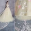 Flower Fairy Yellow Prom Dresses 2017 A-Line / Princess Scoop Neck Long Sleeve Appliques Flower Ruffle Tulle Royal Train Formal Dresses