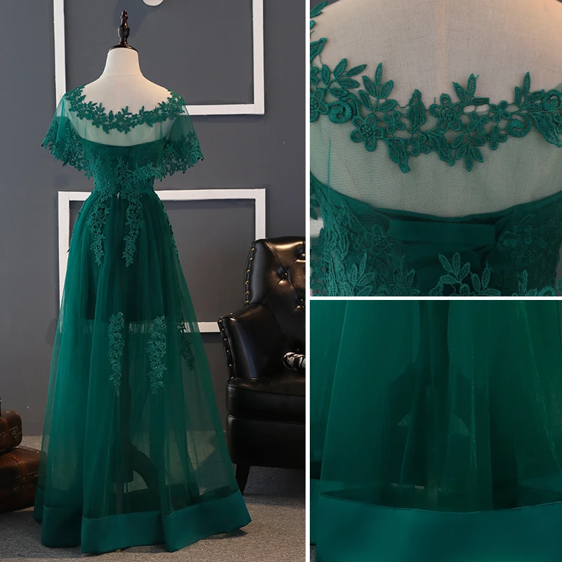 Rimelig Mørk Grønn Brudepikekjoler 2017 Prinsesse Kjæreste Appliques Blonder Lange