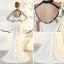 Élégant Ivoire Robe De Soirée 2018 Trompette / Sirène En Dentelle Appliques Titulaire Dos Nu Manches Longues Tribunal Train Robe De Ceremonie