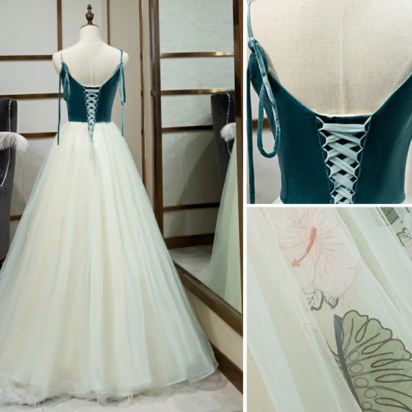Classy Jade Green Evening Dresses 2019 A-Line / Princess Spaghetti Straps Sleeveless Suede Backless Floor-Length / Long Formal Dresses