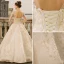 Luxury / Gorgeous Ivory Wedding Dresses 2018 Ball Gown Beading Appliques Lace Pearl Sequins Scoop Neck Backless 3/4 Sleeve Floor-Length / Long Wedding