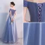 Scintillantes Lavande Robe De Soirée 2018 Princesse Perlage Noeud Faux Diamant De l'épaule Manches Courtes Longue Robe De Ceremonie