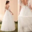 Modest / Simple Ivory Wedding Dresses 2018 A-Line / Princess Appliques Lace Scoop Neck Backless Long Sleeve Floor-Length / Long Wedding