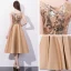 Chic / Beautiful Champagne Homecoming Graduation Dresses 2018 A-Line / Princess Sequins Scoop Neck Sleeveless Knee-Length Formal Dresses