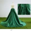 Style Chinois Vert Foncé Robe De Bal 2017 Col Haut Sans Manches Appliques Dos Nu Noeud Ceinture Satin Robe De Ceremonie Chapel Train