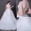 Sexy Pierced Wedding Dresses 2017 A-Line / Princess Scoop Neck Sleeveless Appliques Lace White Ruffle Tulle Court Train