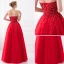 Sparkly Rød Ballkjoler 2017 Prinsesse Uten Ermer Fantastiske / Unike Kjæreste Ryggløse Beading Paljetter Lange Tyll Formelle Kjoler