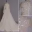 Luxe Fait main Champagne Robe De Mariée 2017 Princesse Encolure Dégagée Manches Longues Perlage Tulle Chapel Train