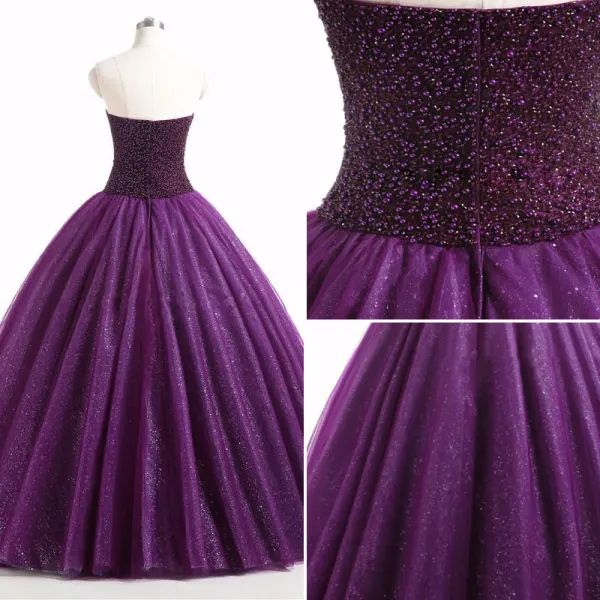 Vintage Drue Ballkjoler 2017 Kjæreste Uten Ermer Beading Ryggløse Glitter Buste Tyll Lange Ballkjole Formelle Kjoler