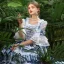 Medieval Vintage / Retro Pool Blue Ball Gown Prom Dresses 2024 Crossed Straps Lace Floral Floor-Length / Long Square Neckline Satin Pageant Cosplay 1/2 Sleeves Prom Formal Dresses