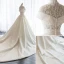Chinese style White Wedding Dresses 2017 High Neck Short Sleeve Backless Beading Sequins Ruffle Satin Lace Chapel Train