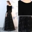 Chic / Belle Noir Robe De Bal 2017 Princesse V-Cou 3/4 Manches Longue Robe De Ceremonie