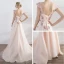 Élégant Rose Bonbon Robe De Ceremonie Princesse 2017 En Dentelle Fleur Noeud Perlage Dos Nu V-Cou Manches Courtes Tribunal Train Robe De Bal