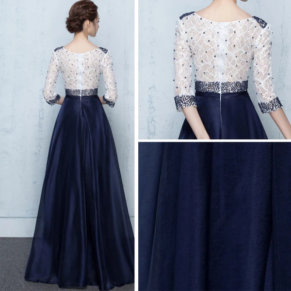 Elegant Formal Dresses 2017 A-Line / Princess Lace Flower Beading Sequins 3/4 Sleeve Scoop Neck Ankle Length Prom Dresses