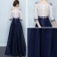Elegant Formal Dresses 2017 A-Line / Princess Lace Flower Beading Sequins 3/4 Sleeve Scoop Neck Ankle Length Prom Dresses