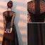 Elegant Black Evening Dresses  2019 A-Line / Princess Scoop Neck Suede Spotted Sash Long Sleeve Floor-Length / Long Formal Dresses