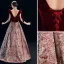 Elegant Burgundy Evening Dresses  2019 A-Line / Princess Square Neckline Suede Sleeveless Backless Printing Floor-Length / Long Formal Dresses