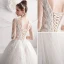 Chic / Beautiful Ivory Wedding Dresses 2019 A-Line / Princess V-Neck Beading Pearl Lace Flower 3/4 Sleeve Backless Floor-Length / Long
