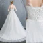 Affordable Ivory Wedding Dresses 2019 A-Line / Princess Scoop Neck Lace Flower 1/2 Sleeves Backless Court Train